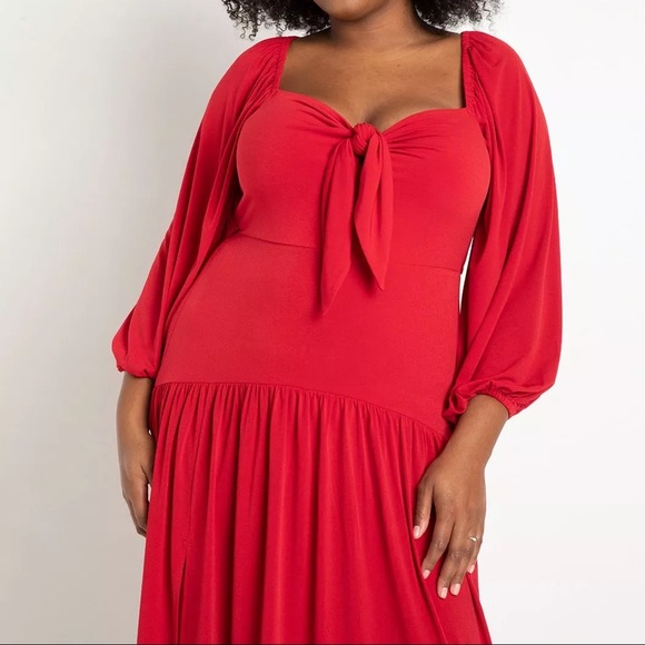 Eloquii Red Tie Front Maxi Dress Plus Size 22 - Picture 2 of 3